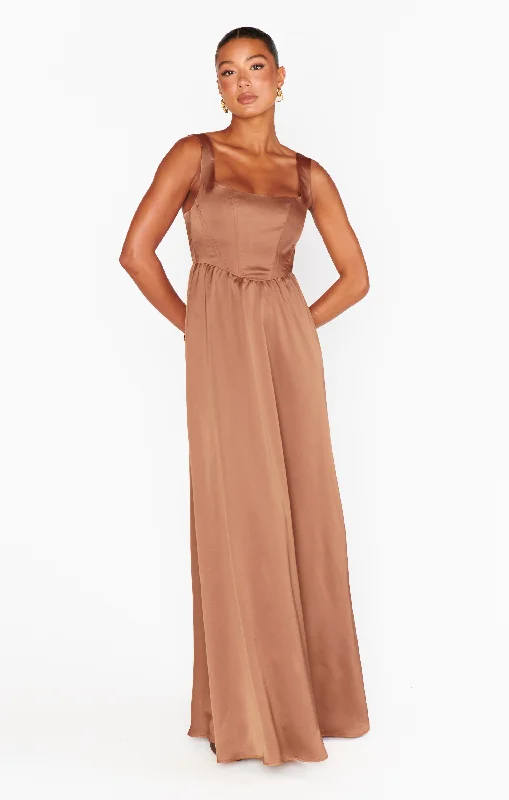 Long - Line Maxi Dresses with a Vest - Like DesignNina Maxi Dress ~ Copper Luxe Satin