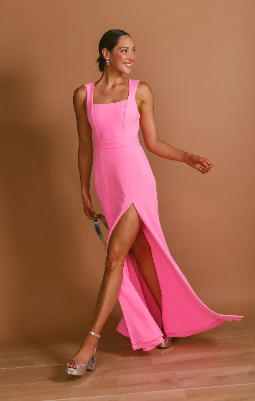 Vintage - Style Corduroy Maxi Dresses for AutumnParis Gown ~ Pink Stretch