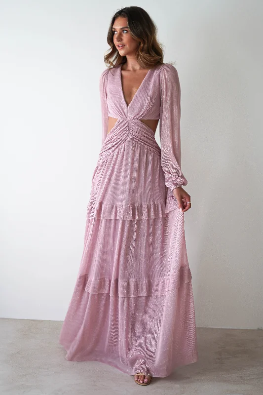 Black Lace Maxi Dresses for a Sexy AppealPostiano Shimmer Ribbed Maxi Dress | Blush