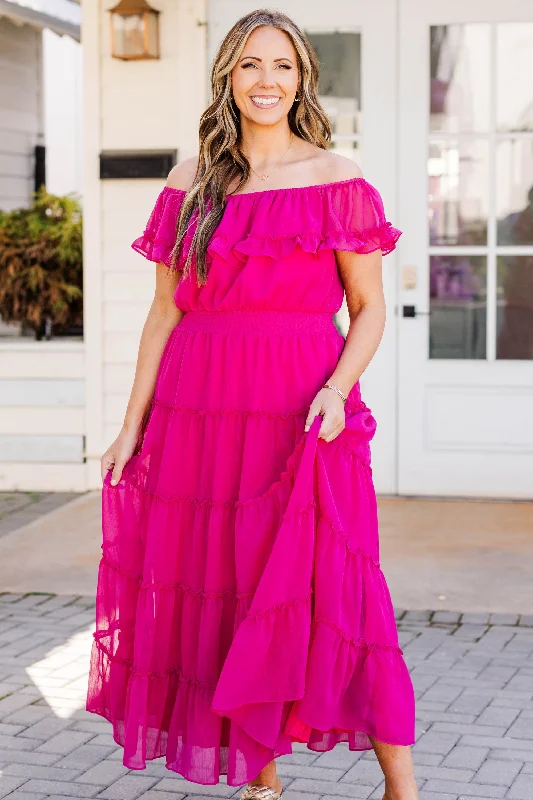 Maxi Dresses with Romantic Bows for a Feminine TouchRare Feeling Dress, Fuchsia