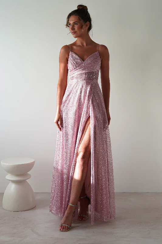Fresh Green Maxi Dresses for a Natural VibeSandy Glitter Maxi Gown | Pink