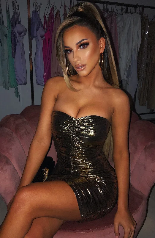 "Graduation dresses for women to celebrate in style"Shyla Mini Dress - Gold