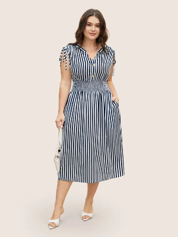 Maxi Dresses for Girlfriends' Get - togethersStriped Drawstring Shirred Dolman Sleeve Dress