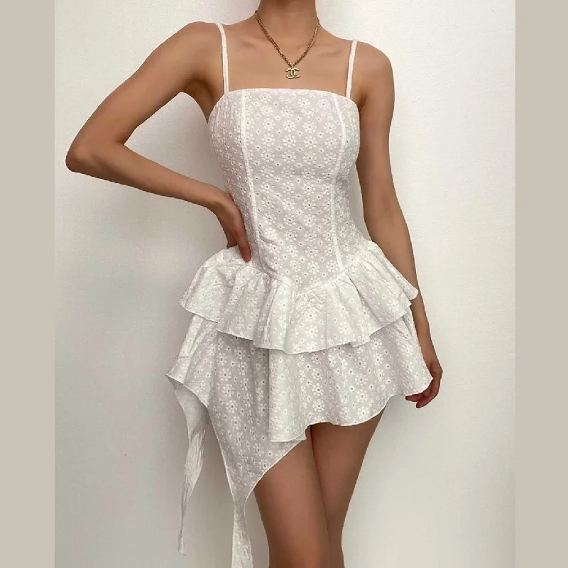 "Mother of the bride dresses for women in elegant styles"BerryBetty - Textured irregular ruffle solid zip-up backless cami mini dress "Mother of the bride dresses for women in elegant styles"BerryBetty - Textured irregular ruffle solid zip-up backless cami mini dress