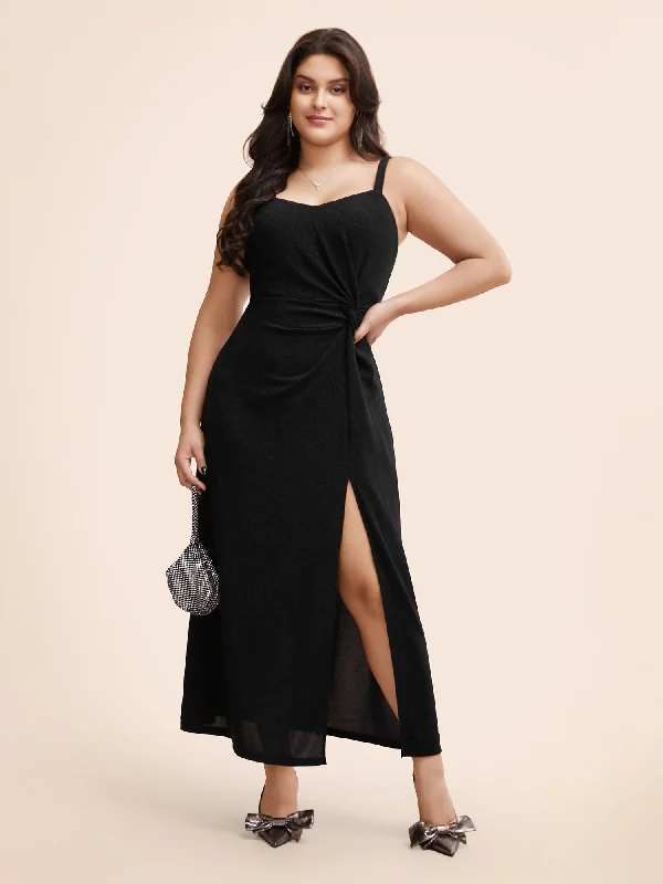 Sturdy Canvas Maxi Dresses for Outdoor AdventuresTwist Front Split Hem Cami Dress
