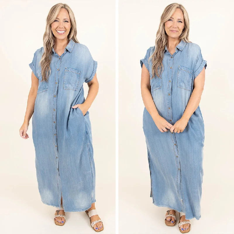 Gothic - Style Black Maxi Dresses for Alternative EventsWatch Me Win Dress, Denim