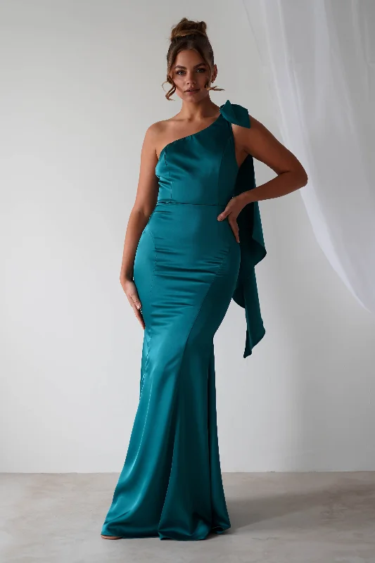 Black Lace Maxi Dresses for a Sexy AppealZoe One Shoulder Gown | Teal Green