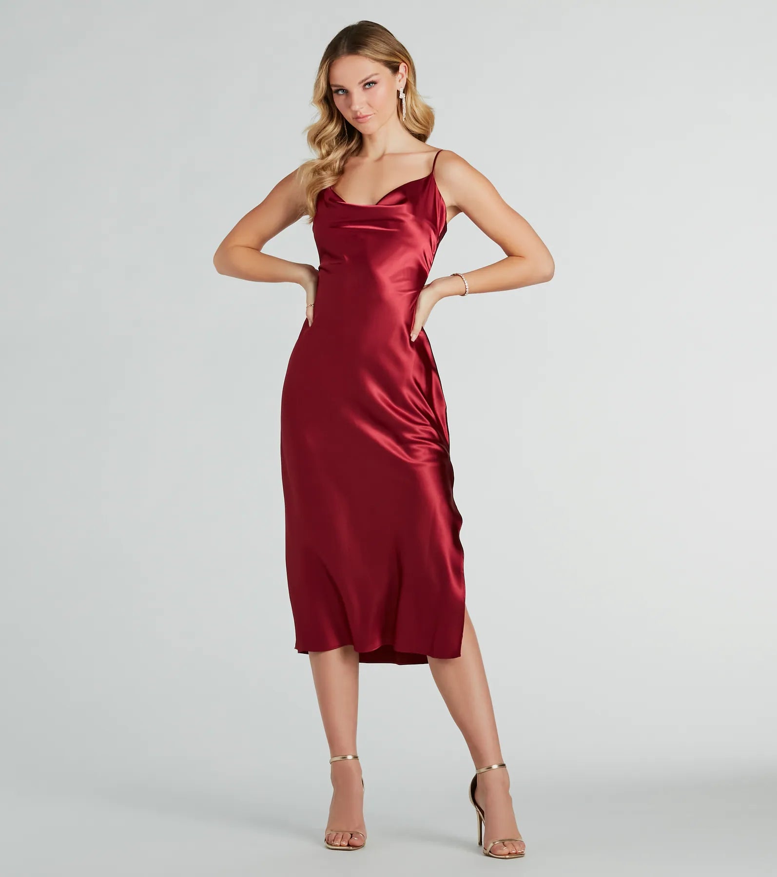 Midi dress for petite body types with proportionate sizingAll The Elegance Satin Slip Midi Dress