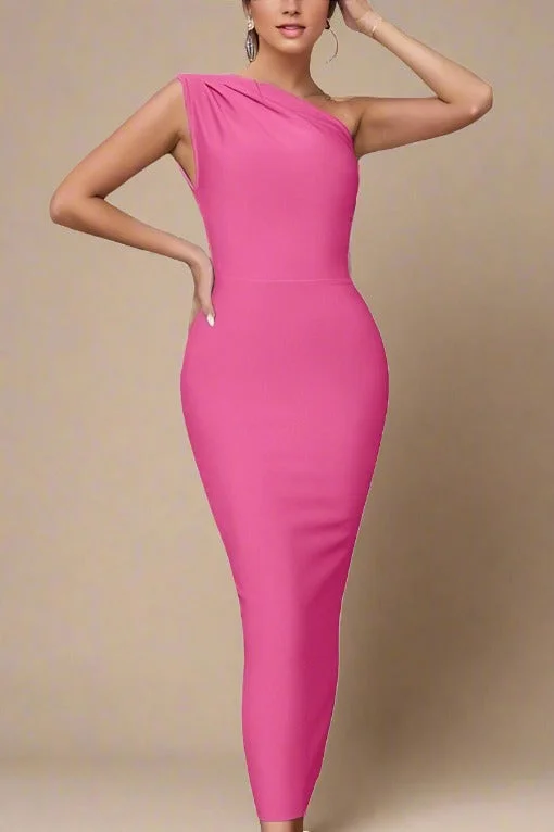 Printed - animal - pattern midi dress for a wild and trendy lookAlly Bodycon Midi Dress - Hot Pink