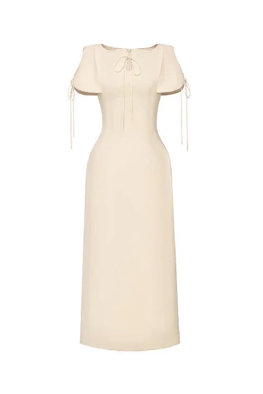 Sequin - embellished midi dress for a sparkly and eye - catching styleAntonia Sheath Short Sleeved Polycotton Midi Dress