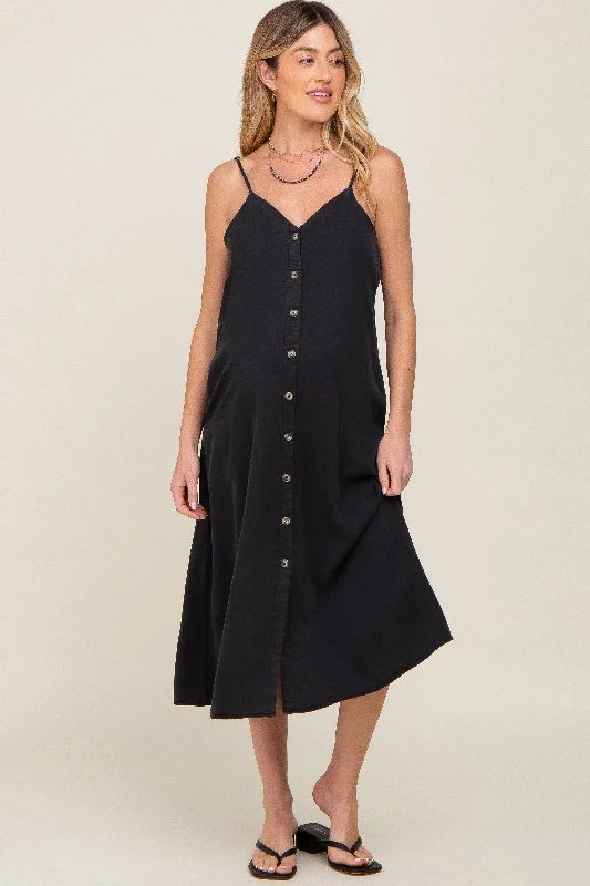 "Bodycon dresses for women to show off curves"Black Button Down Maternity Midi Tank Dress "Bodycon dresses for women to show off curves"Black Button Down Maternity Midi Tank Dress