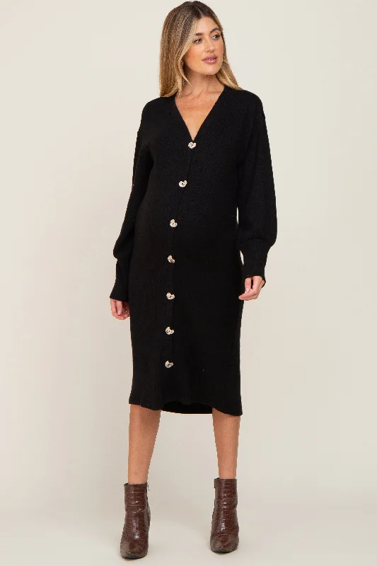 "Mother of the groom dresses for women in sophisticated designs"Black Long Button Down Maternity Cardigan/Dress "Mother of the groom dresses for women in sophisticated designs"Black Long Button Down Maternity Cardigan/Dress