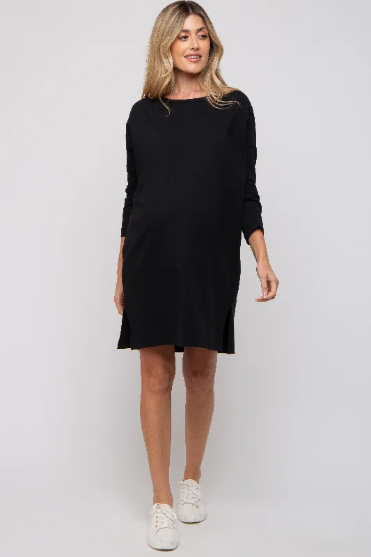 "Boho wedding dresses for women for a free - spirited vibe"Black Long Sleeve Maternity Shirt Dress "Boho wedding dresses for women for a free - spirited vibe"Black Long Sleeve Maternity Shirt Dress