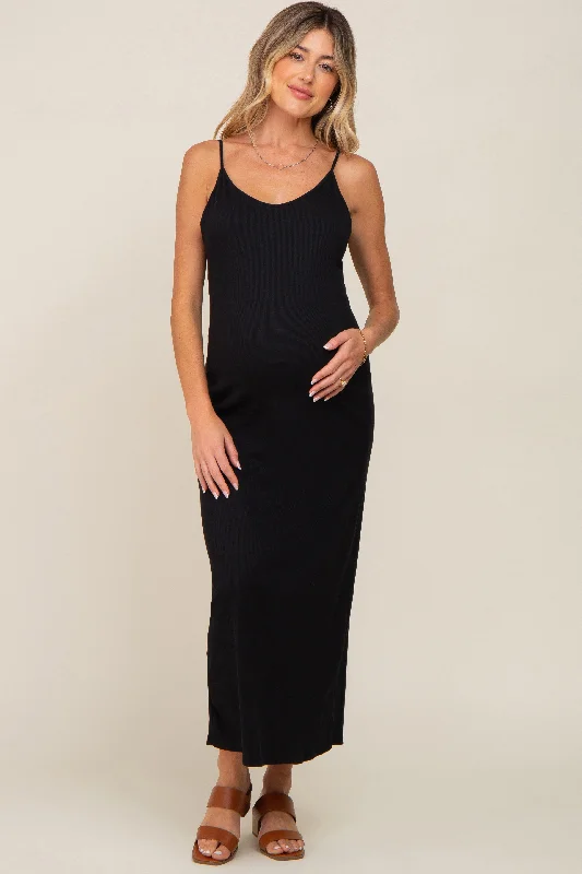 "Flash Sale: Grab Your Favorite Women's Dresses at Unbeatable Prices!"Black Ribbed Sleeveless Maternity Maxi Dress "Flash Sale: Grab Your Favorite Women's Dresses at Unbeatable Prices!"Black Ribbed Sleeveless Maternity Maxi Dress
