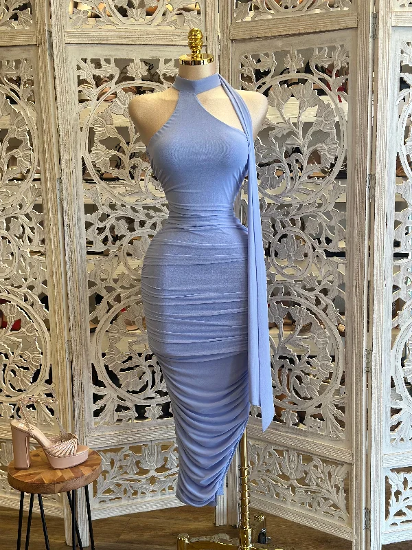 Belted midi dress to cinch the waist and enhance the figureHigh Neck Midi Dress- Stretchy,Estira Belted midi dress to cinch the waist and enhance the figureHigh Neck Midi Dress- Stretchy,Estira