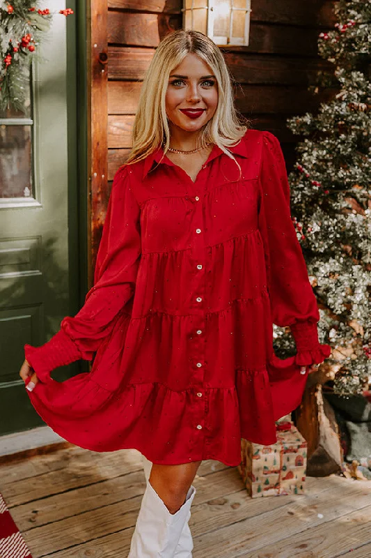 Party Dresses with Sheer Sleeve and Sequined Cuffs and Embroidered Bodice for Ladies' Elegant and Sparkly LookBring The Sparkle Satin Mini Dress in Wine