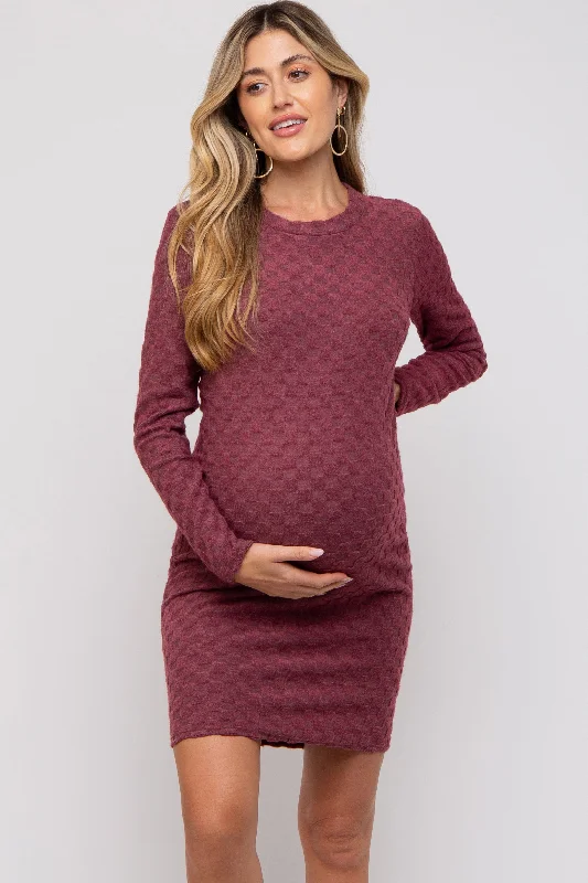 "Seasonal Sale: Save Big on Women's Dresses for Every Occasion"Burgundy Soft Brushed Knit Long Sleeve Maternity Dress "Seasonal Sale: Save Big on Women's Dresses for Every Occasion"Burgundy Soft Brushed Knit Long Sleeve Maternity Dress