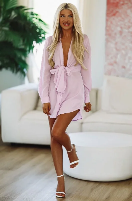 Party Dresses with Rhinestone Embellishments and Sheer Sleeves for Ladies' Luxurious and Alluring LookBusiness as Usual Mini Dess - Lavender Party Dresses with Rhinestone Embellishments and Sheer Sleeves for Ladies' Luxurious and Alluring LookBusiness as Usual Mini Dess - Lavender