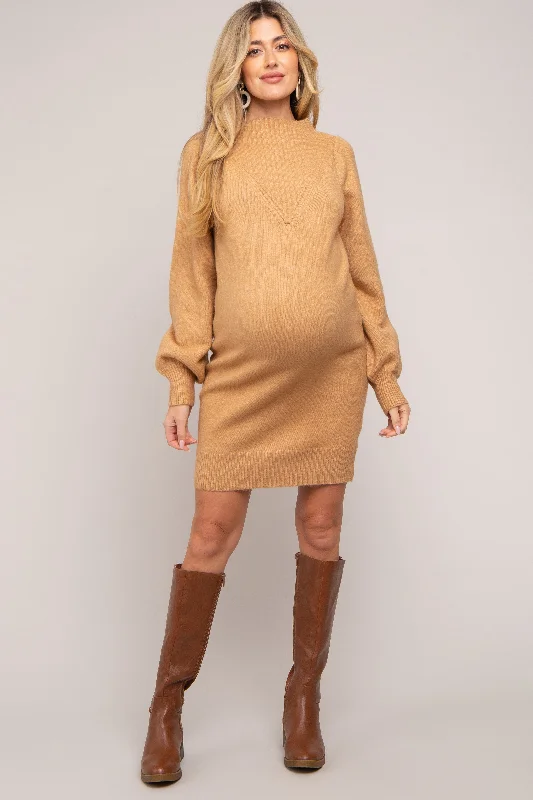 "Lace dresses for women for a romantic and elegant look"Camel Chunky Knit Maternity Sweater Dress "Lace dresses for women for a romantic and elegant look"Camel Chunky Knit Maternity Sweater Dress