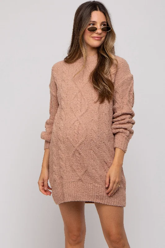 "Beach wedding dresses for women for a laid - back ceremony"Camel Soft Knit Maternity Sweater Dress "Beach wedding dresses for women for a laid - back ceremony"Camel Soft Knit Maternity Sweater Dress