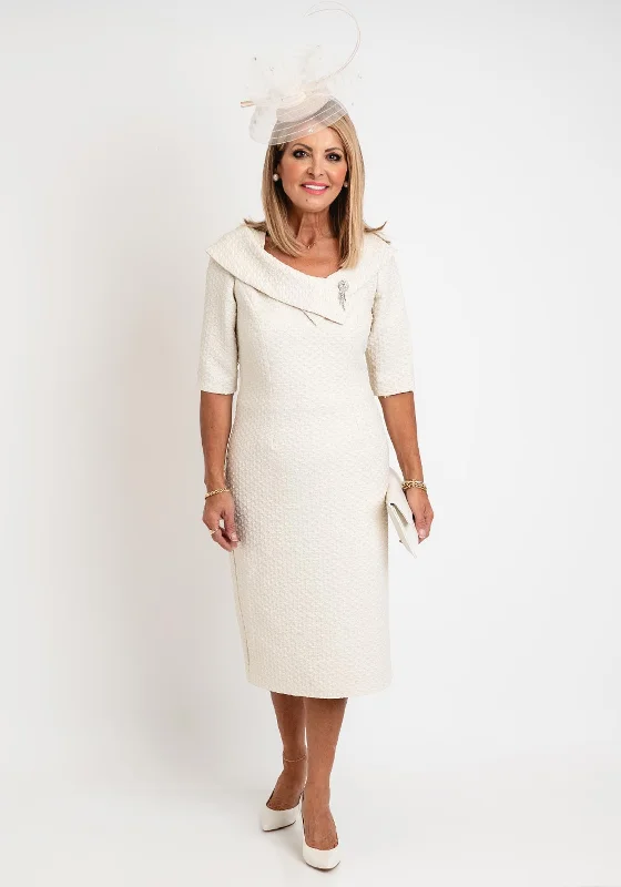 Collared midi dress for a more formal and put - together lookCasandra Madi Textured Pencil Midi Dress, Cream
