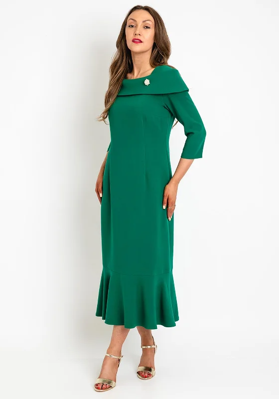 Midi dress for a countryside getaway for a laid - back and rustic lookCassandra Fishtail Midi Dress, Green