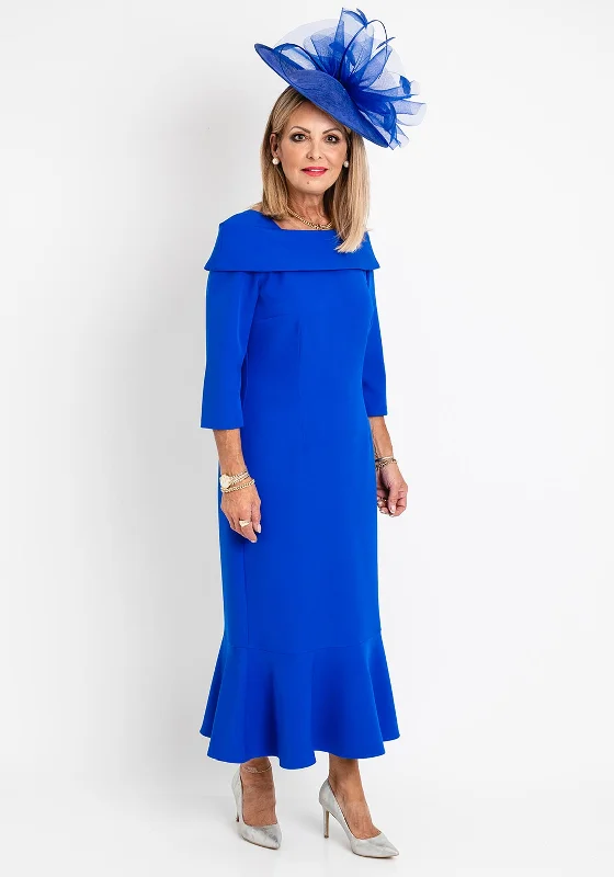 Puff - sleeve midi dress for a feminine and voluminous styleCassandra Fishtail Midi Dress, Royal Blue