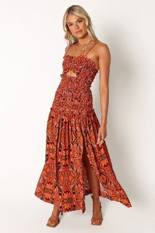Floral print chiffon midi dress for a feminine and elegant lookCecil Midi Dress - Harvest Moon