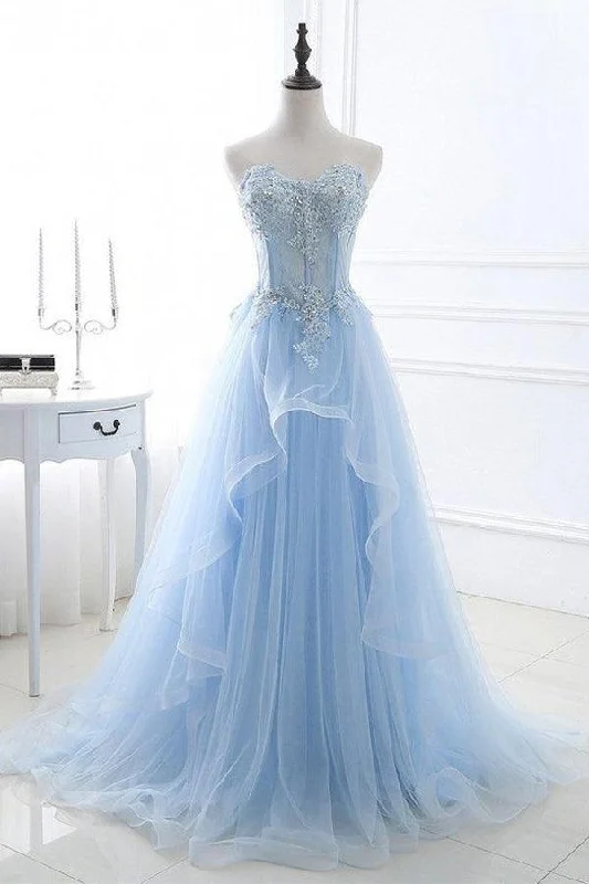 Taffeta Party Dresses with Pleated Bodice for Ladies' Structured and Formal LookChic Prom Dresses Sweetheart A-line Floor-length Prom Dress PSK389