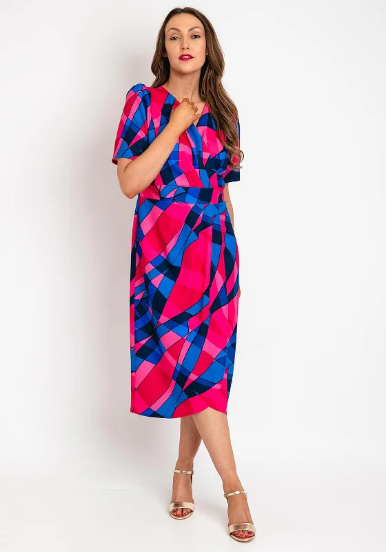 Midi dress for a date when styled with a cute top and heelsCoco Doll Toya Geometric Print Midi Dress, Pink & Blue