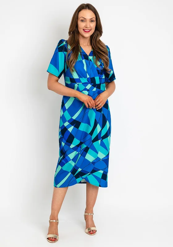 Midi dress for a music festival with a bohemian - inspired outfitCoco Doll Toya Geometric Print Midi Dress, Royal Blue