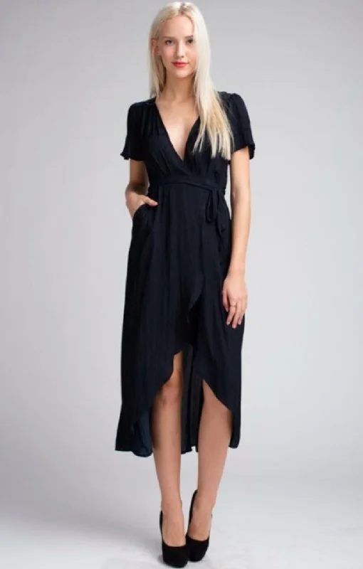 Party Dresses with Tulle Overlay and Beaded Bodice and High Low Hem for Ladies' Dramatic and Graceful LookCome Together Navy Blue Midi Wrap Dress Party Dresses with Tulle Overlay and Beaded Bodice and High Low Hem for Ladies' Dramatic and Graceful LookCome Together Navy Blue Midi Wrap Dress