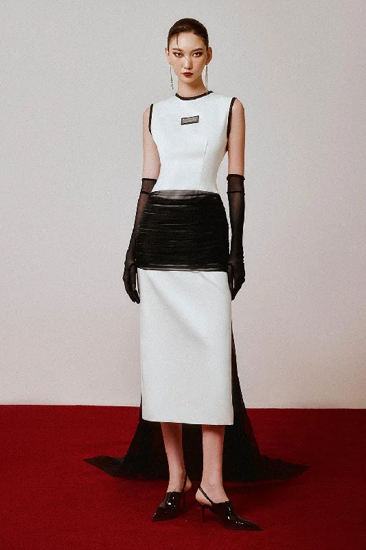 Designer - brand midi dress with a high - end labelDreamer Sheath Jewel Neck Polyester Midi Dress Designer - brand midi dress with a high - end labelDreamer Sheath Jewel Neck Polyester Midi Dress