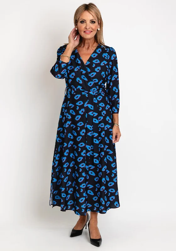 90s - inspired grunge midi dress with a casual and edgy lookElla Boo Leopard Print A-Line Midi Dress, Navy Multi