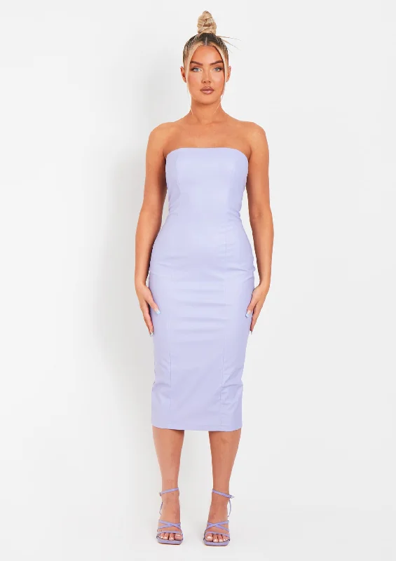 Contemporary - designed midi dress with modern detailsElle Lilac PU Bandeau Midi Dress