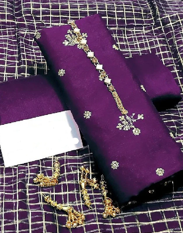 Polka Dot Party Dresses with Bow Accents for Ladies' Playful LookBanarsi Style Embroidered Raw Silk Dress with Organza Check Design Dupatta (DZ15386)