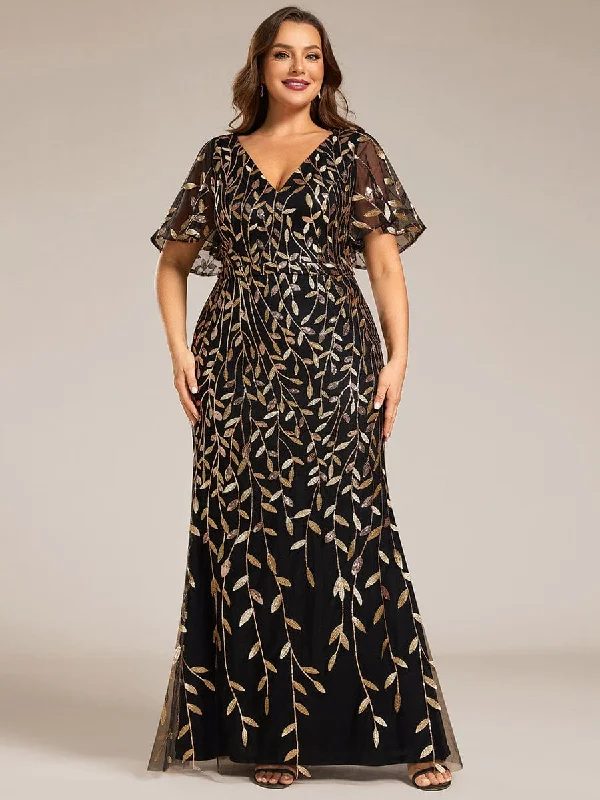 Strapless Party Dresses with Beaded Bodice for Ladies' Special OccasionsFashion Plus Size V Neck Mermaid Sequin & Tulle Evening Dress Strapless Party Dresses with Beaded Bodice for Ladies' Special OccasionsFashion Plus Size V Neck Mermaid Sequin & Tulle Evening Dress