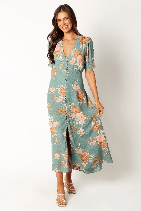 Midi dress for a wedding as a guest in a more casual weddingFrampton Midi Dress - Blue Floral
