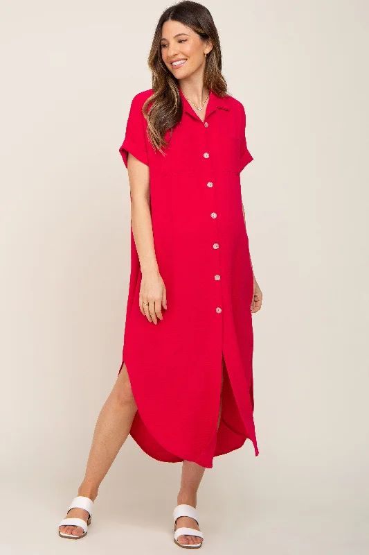 "New Arrivals Discount: 20% Off on Latest Women's Dress Collections"Fuchsia Button Down Hi Low Maternity Maxi Dress "New Arrivals Discount: 20% Off on Latest Women's Dress Collections"Fuchsia Button Down Hi Low Maternity Maxi Dress