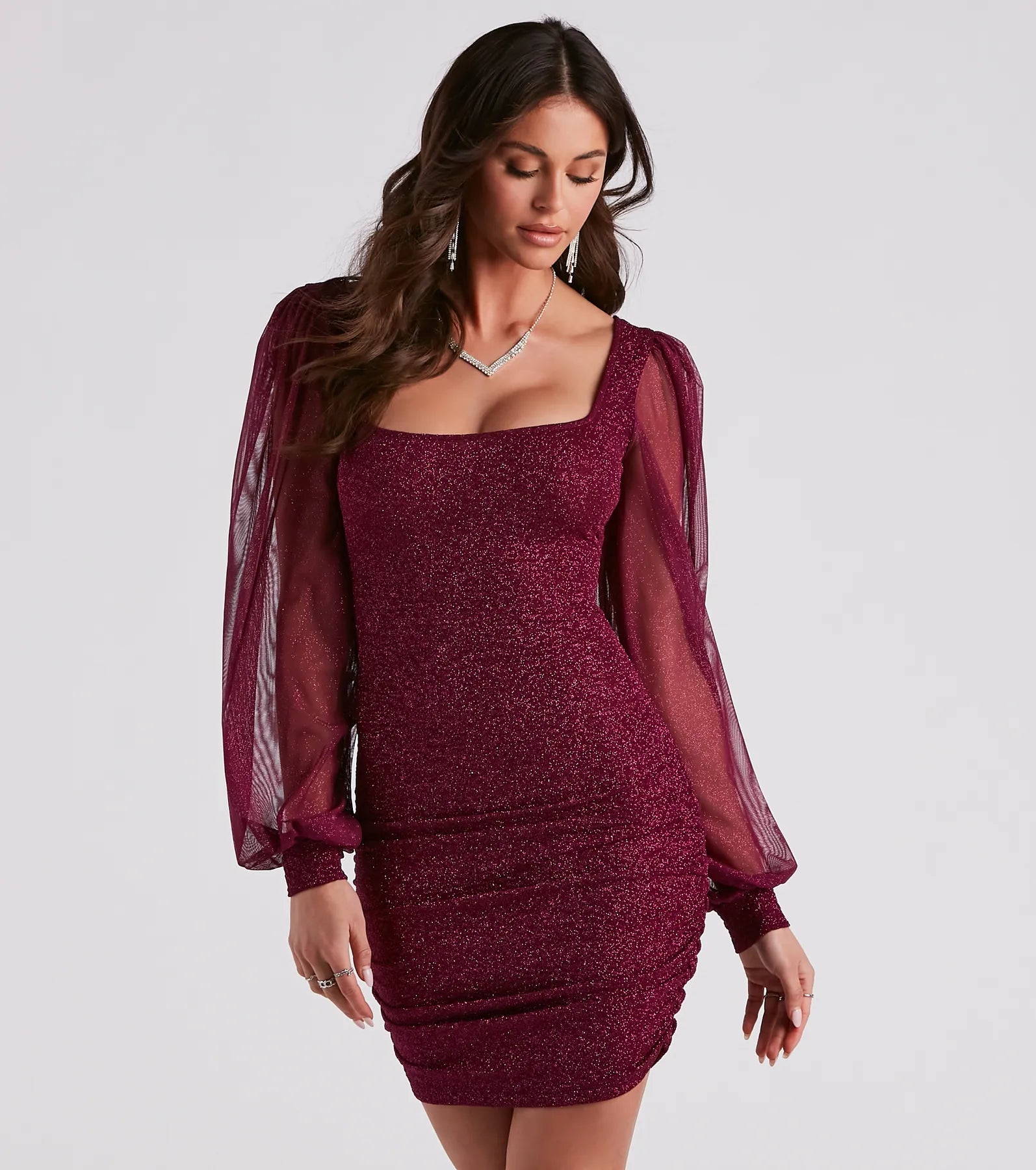 Tiered Party Dresses with Floral Applique for Ladies' Garden PartiesGlam Up The Night Glitter Mini Dress