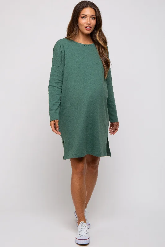 "Plus size formal dresses for women for special events"Green Long Sleeve Maternity Shirt Dress "Plus size formal dresses for women for special events"Green Long Sleeve Maternity Shirt Dress