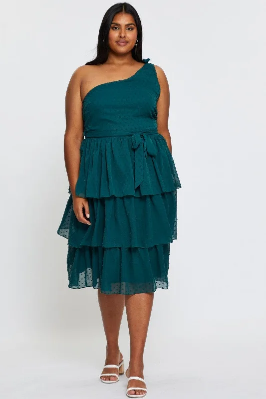 90s - inspired grunge midi dress with a casual and edgy lookGreen Midi Dress One Shoulder Sleeveless 90s - inspired grunge midi dress with a casual and edgy lookGreen Midi Dress One Shoulder Sleeveless
