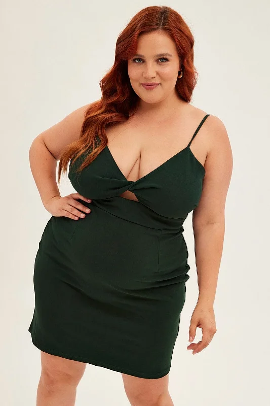Lace - up midi dress for a trendy and adjustable lookGreen Midi Dress Shoestring Strap Fitted Stretch Crepe Lace - up midi dress for a trendy and adjustable lookGreen Midi Dress Shoestring Strap Fitted Stretch Crepe