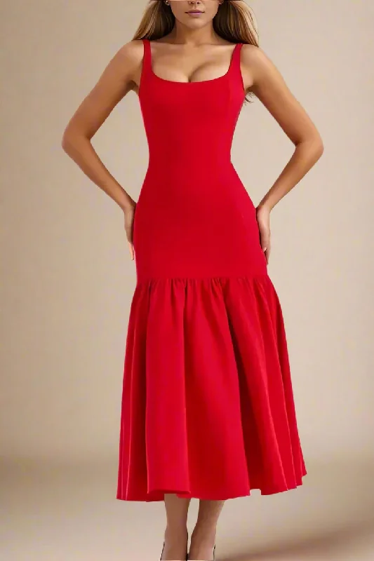 Cotton - blend midi dress for a comfortable and versatile choiceHarriet Bodycon Midi Dress - Lipstick Red
