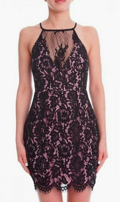 Party Dresses with Ruffled Sleeveless Top and Sequined Bodice and Tulle Skirt and Beaded Waistband for Ladies' Dramatic and Glamorous LookI Secretly Love You Black and Pink Lace Dress Party Dresses with Ruffled Sleeveless Top and Sequined Bodice and Tulle Skirt and Beaded Waistband for Ladies' Dramatic and Glamorous LookI Secretly Love You Black and Pink Lace Dress