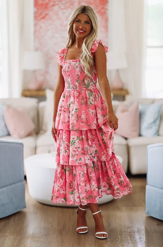 Midi dress for a yoga class with a flexible and breathable fabricIn Love With This Midi Dress - Pink