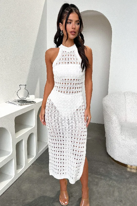 Midi dress for a church service in a more relaxed and modern churchLannon Midi Dress - White