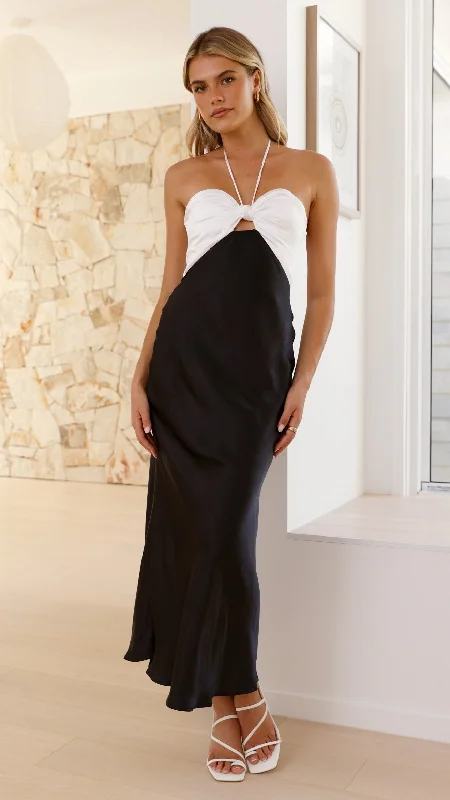 Ruffled hem midi dress for a charming and playful vibeLatea Midi Dress - Black
