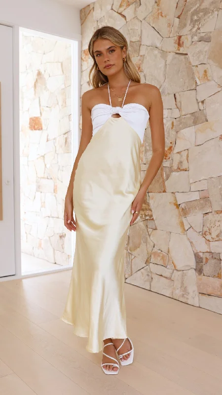 Midi dress for a music festival with a bohemian - inspired outfitLatea Midi Dress - Yellow