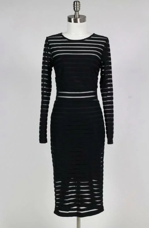 Polka - dot midi dress for a cute and retro lookLimitless Shadow Striped Midi Dress